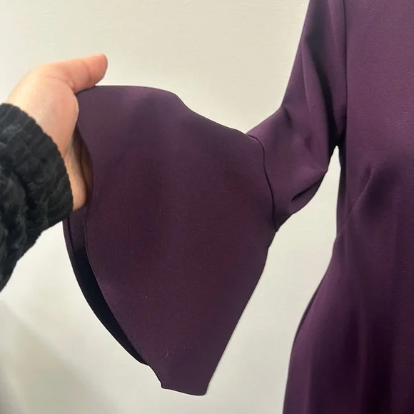 Eliza J Purple Sheath Dress with Mandarin Collar and Bell Sleeves - Picture 5 of 7